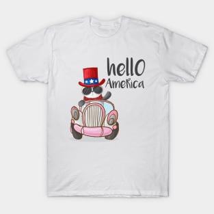 Panda Hello America T-Shirt